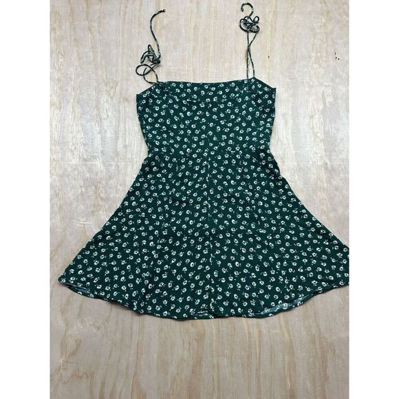 Reformation Dress Sz 2 Green Minidress  Viscose Rayon Flowers Summer “Sarah” - Picture 4 of 6